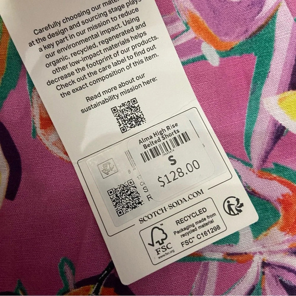 New! Scotch & Soda High-Rise Mid-Length Shorts fruit citrus print 27204 - Picture 15 of 16